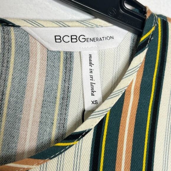 BCBG Generation Women's XS Asymmetrical Striped Long Sleeve Dress NEW - Picture 4 of 10